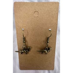 Handmade Bronze Dangly Dinosaur Earrings